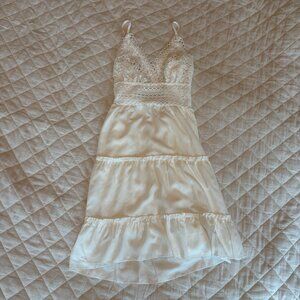 White V-neck Bow-knot Dress